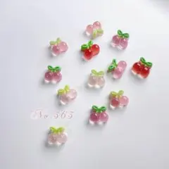 ネイルパーツ　大きめ　さくらんぼ　赤　チェリー　クリア　ピンク　デコ10p