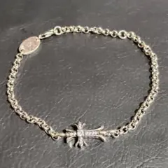 ツイストチェーンクロスダイヤモンドシルバーブレスレット21cm