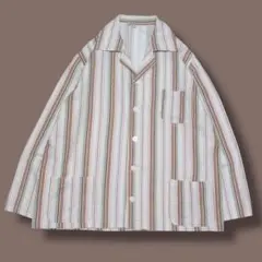 60s 70s ユーロヴィンテージ レーヨン混 パジャマシャツ 総柄 幾何学