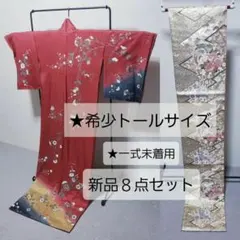 ✨トールサイズ 身丈171cm【一式未着用】しつけ糸付き着物 西陣８点フルセット