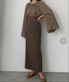 louere ハイウエストペンシルスカート モカ Mサイズ ロングスカート