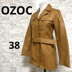 美品[OZOC オゾック] レザー ジャケット 羊革 ベルト付き 38