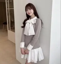 アンミール シャツドッキングニットワンピース