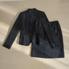 週末セール♫コムサイズム　スカートスーツセットアップ　無地　黒　XL