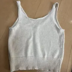ホワイト Vネック ニットベスト Fサイズ