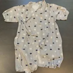 魚と渦巻き模様のロンパース甚平 ミトン付き　50〜70cm