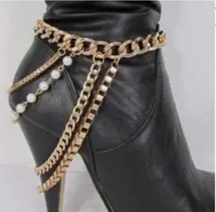 シューズ 【訳あり】 ゴールド チェーン アンクル ブーツ 足元 アクセサリー