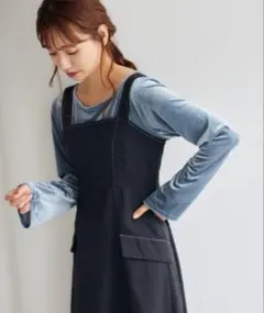 ZOZOTOWN シャイニーベロアプルオーバー 150086 グレイッシュブルー