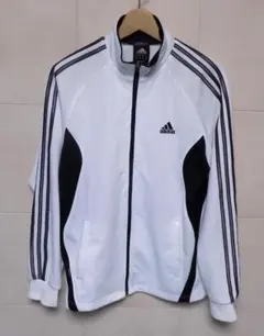 美品 アディダス　CLIMALITE　白×黒　3本ライン　ジャージジャンパー M