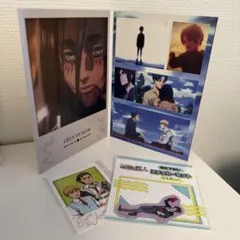 進撃の巨人　書き下ろしステッカー　ハンジ　学生服　& 1番くじ　メモリアルカード