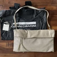 【GIANNI CHIARINI】 ★美品 レザー ゴールド ハンドバッグ★