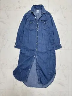 美品　Sサイズ　リー×ベイフロー　デニム　シャツワンピース　ブルー　長袖