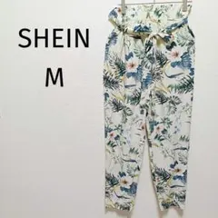 ❤美品 SHEIN 薄手 フローラルプリント ウエスト紐付きパンツ Mサイズ