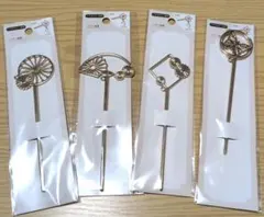 ヘアー金具 かんざしパーツ 4種セット レジン