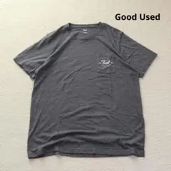 雰囲気系 ポケットTシャツ グレー ロゴプリント 半袖 無地 シンプル 古着