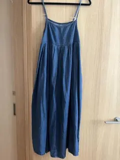 デニム風 キャミワンピース ロングワンピース ゆったり マタニティにも