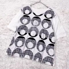 【MISSEL✨ミゼール】幾何学ドット柄 カットソー L 白黒　Tシャツのサムネイル
