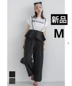 新品　coca フリルオールインワン　ドット　ペプラムサロペット