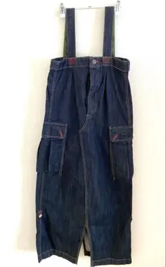 ダークデニム サロペット オールインワン スカート マキシ丈