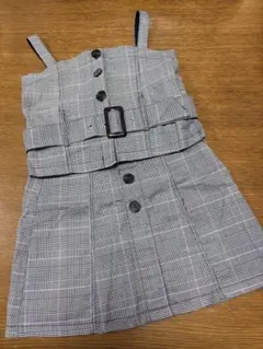 lovetoxic セットアップ グレー系チェック ベルト付き