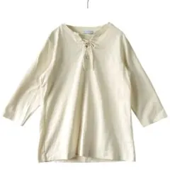 アースミュージックアンドエコロジー レースアップ カットソー Tシャツ F 白