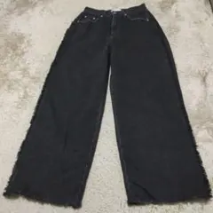 CHARM ブラックワイドレッグデニムパンツ