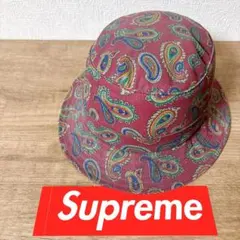 正規品　Supreme バケットハット　帽子 アメリカ製　ペイズリー柄　えんじ