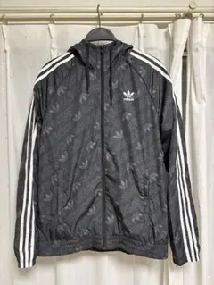 adidas ナイロンジャケット トレフォイル ブラック フード付き M 美品