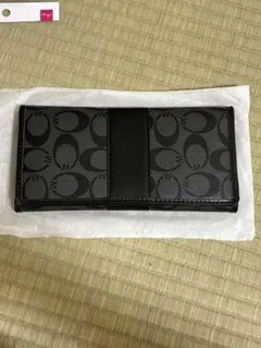 【コーチ】　シグネチャー　長財布　札入れ　ブラック　黒