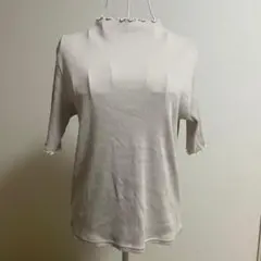 メロウリブTシャツ 半袖 ベージュ　着回し　通勤　春夏　オフィス 1119