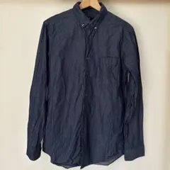 【+J】ユニクロ デニムスリムフィットシャツ 長袖 ボタンダウン M