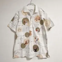 希少✨Schott ショット 半袖シャツ ブルドッグ レーヨン 総柄 グレー L