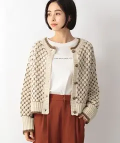 LOWRYSFARM 2WAY柄ショートニットプルオーバーカーディガン
