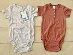 【タグ付】H&M 半袖ボディスーツ 2枚セット オーガニックコットン