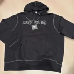 グッドデザイン古着NIKEジャストドゥイットでかロゴ刺繍スウェットパーカーL