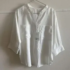 【新品タグ付】ユナイテッドアローズ 5分袖スタンドカラーシャツ WHITE