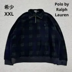 希少 ポロバイラルフローレン 90's ブラックウォッチ フリース ハーフジップ