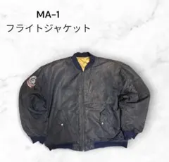 ヴィンテージ MA-1 RESCUE ワッペン 背面プリント消え ボロ 古着　黒