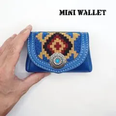 本革 レザー ミニウォレット インディアン柄 かわいい小さい財布 ハンドメイド