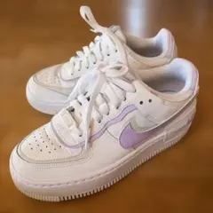 ナイキ エアフォース1 シャドウ 23cm 白×薄紫