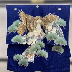 美品】産着 男の子 鷹 青 白 一つ身 お宮参り 祝い着 - メルカリ
