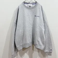 ★チャンピオン【XL】裏起毛スウェット グレー ワンポイントロゴ 太アーム