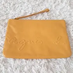 agnes b.　アニエスベー　クラッチバッグ　イエロー　ポーチ　レザー　牛革