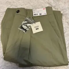 【新品タグ付】 ユニクロ リネンブレンドタックテーパードパンツ グリーン