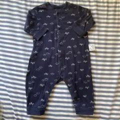 65★まとめ対象★ユニクロ　ネイビー 飛行機柄ロンパース 70