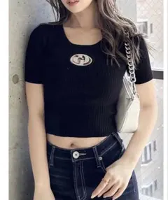 GYDA Gロゴ ビジュー リブニット トップスのサムネイル