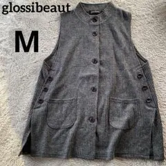 glossibeaut グレー ノースリーブベスト　ジレ　ニットM