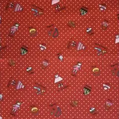 【H491】54✕50 女の子用 生地 赤 ハギレvハンドメイド はぎれ