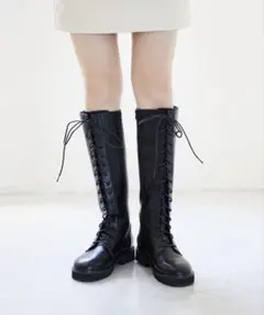 Heather レースアップロングブーツ