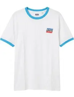 Levi's リーバイス リンガーTシャツ ホワイト×ブルー ロゴプリント L